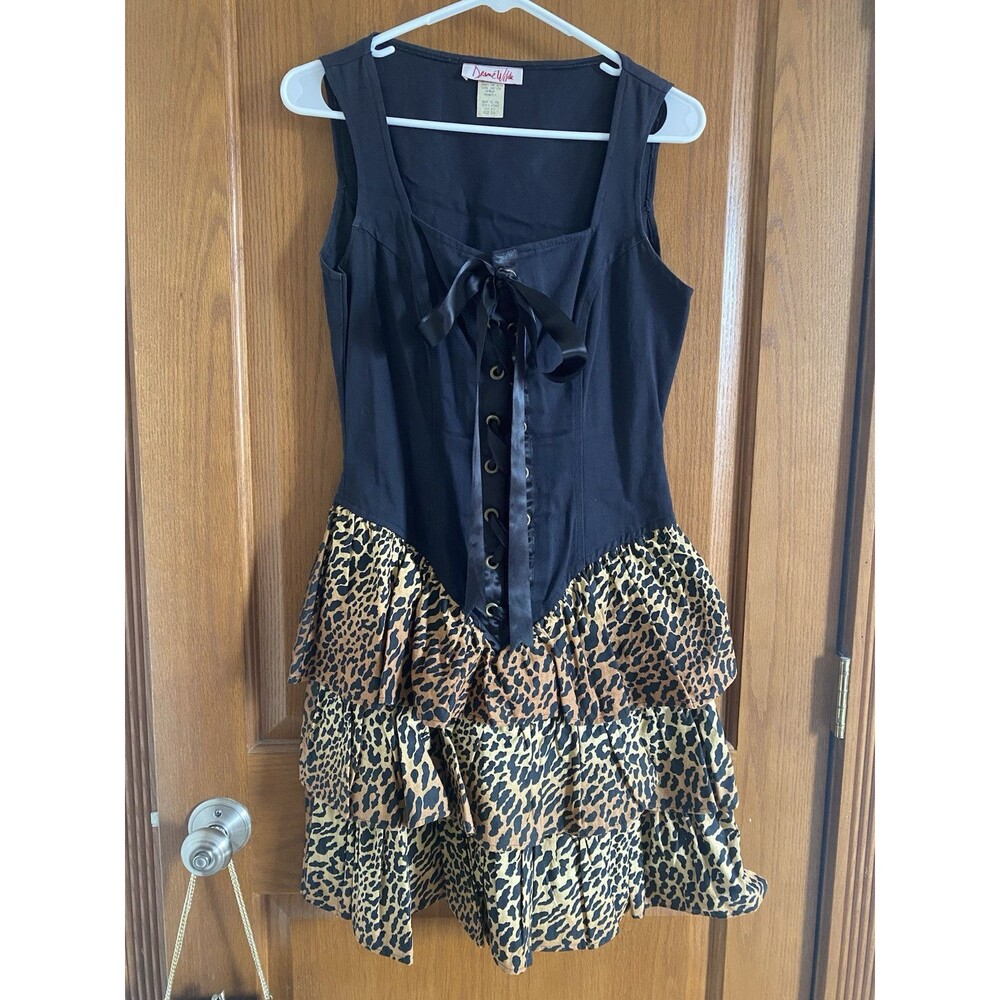 Vintage Junior’s Desme Wilde Dress Corset Top Cheetah Ruffle Bottom Size 5/6
